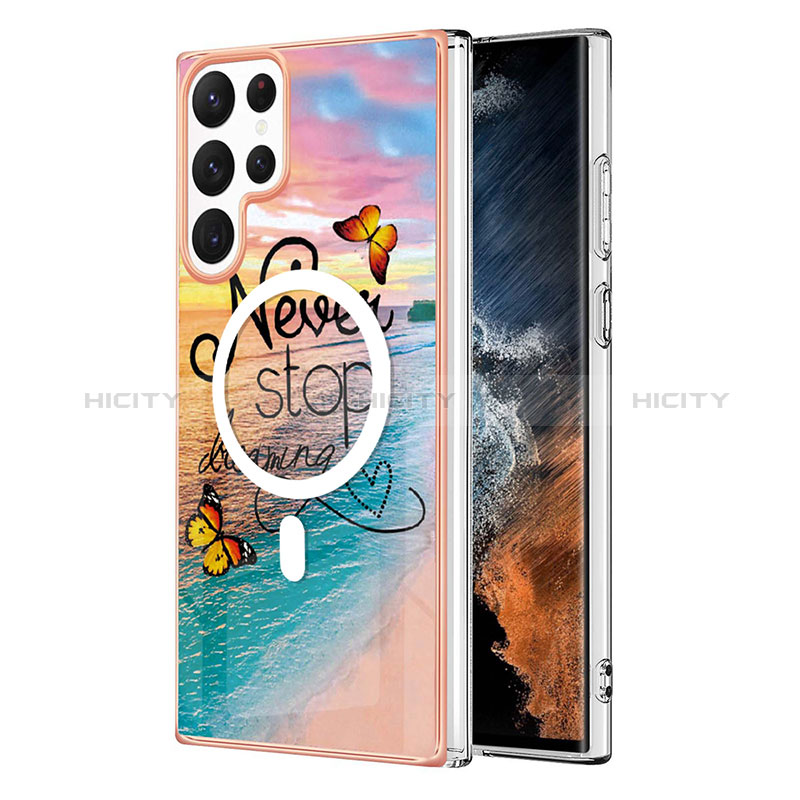 Custodia Silicone Gel Morbida Fantasia Modello Cover con Mag-Safe Magnetic per Samsung Galaxy S22 Ultra 5G Multicolore