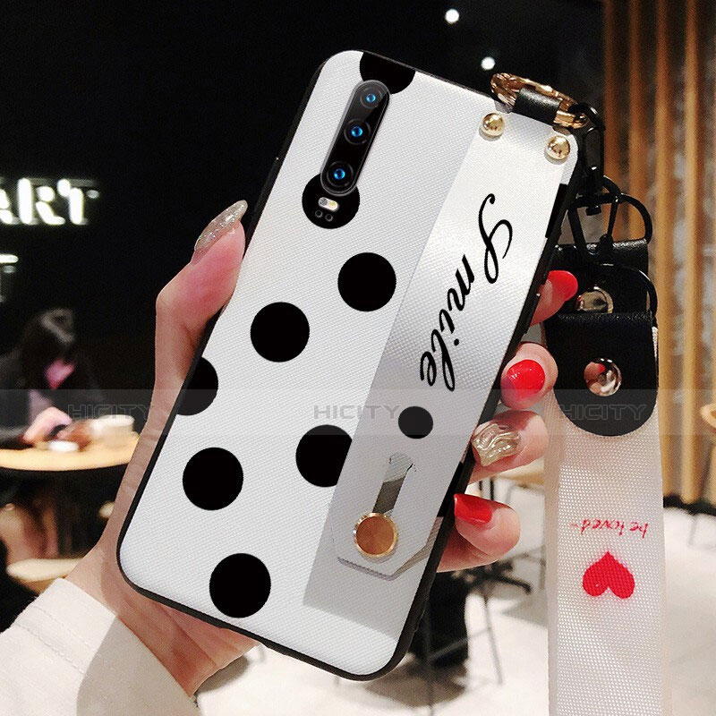 Custodia Silicone Gel Morbida Fantasia Modello Cover per Huawei P30 Bianco