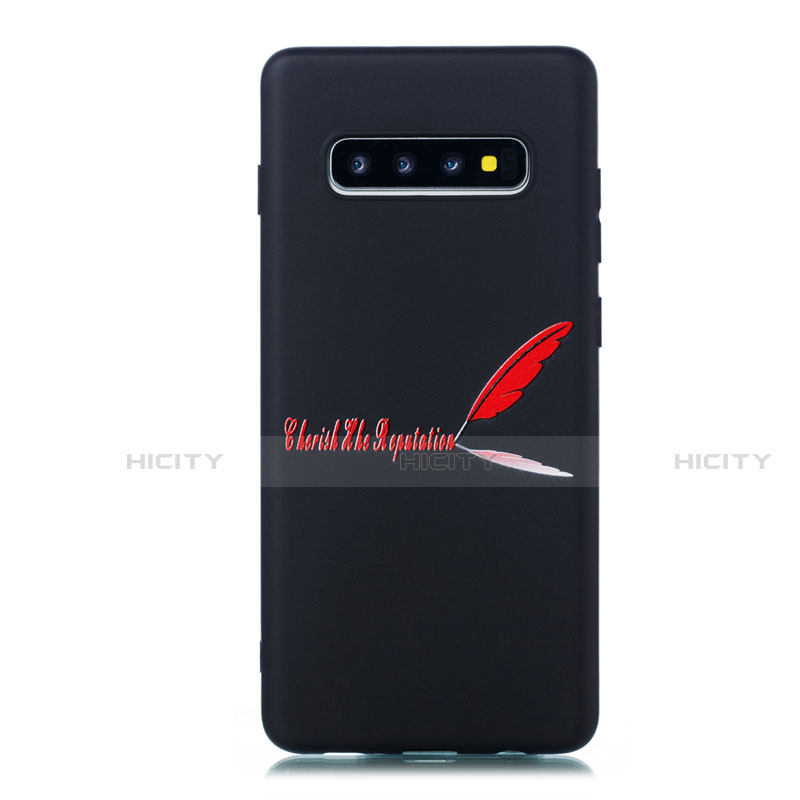 Custodia Silicone Gel Morbida Fantasia Modello Cover S01 per Samsung Galaxy S10 Plus Rosso