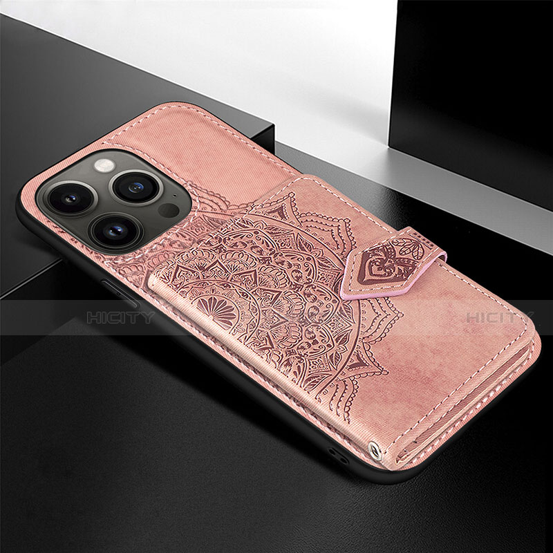 Custodia Silicone Gel Morbida Fantasia Modello Cover S02 per Apple iPhone 13 Pro Oro Rosa