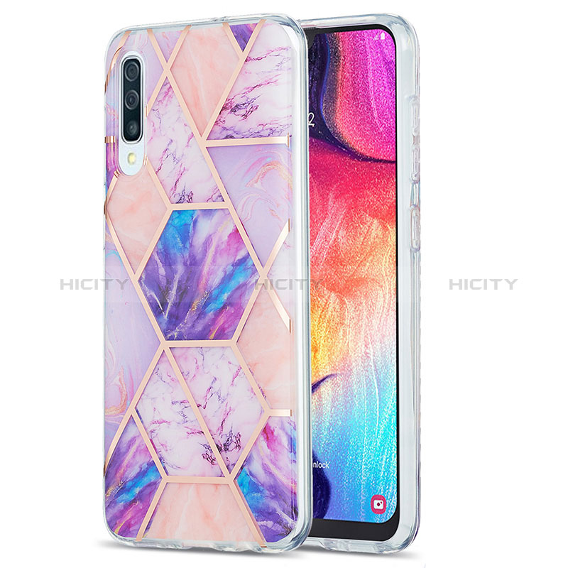 Custodia Silicone Gel Morbida Fantasia Modello Cover Y01B per Samsung Galaxy A50 Lavanda