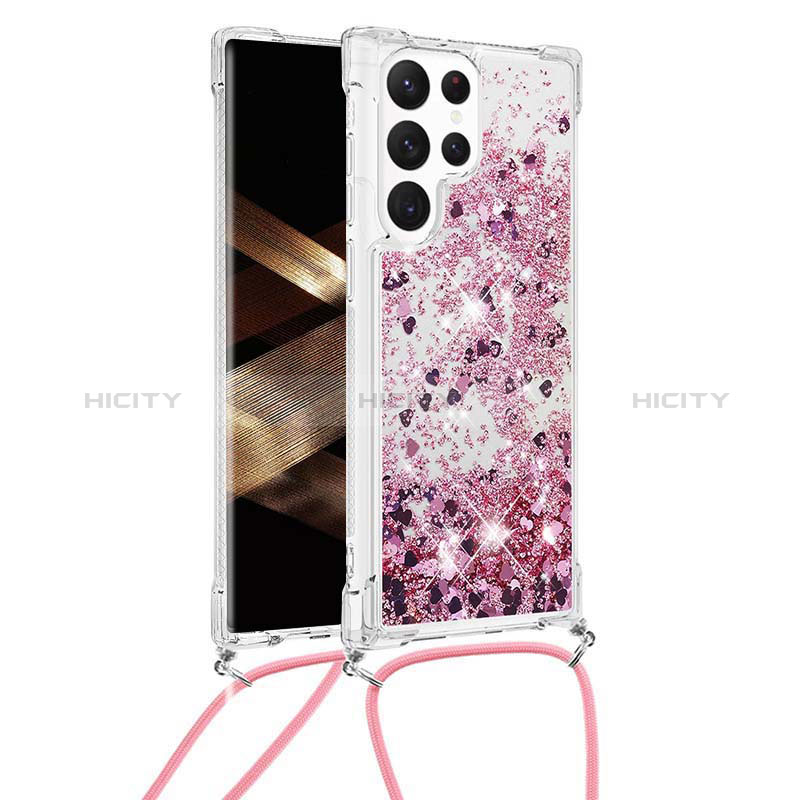 Custodia Silicone Gel Morbida Fantasia Modello Cover Y03B per Samsung Galaxy S24 Ultra 5G Oro Rosa