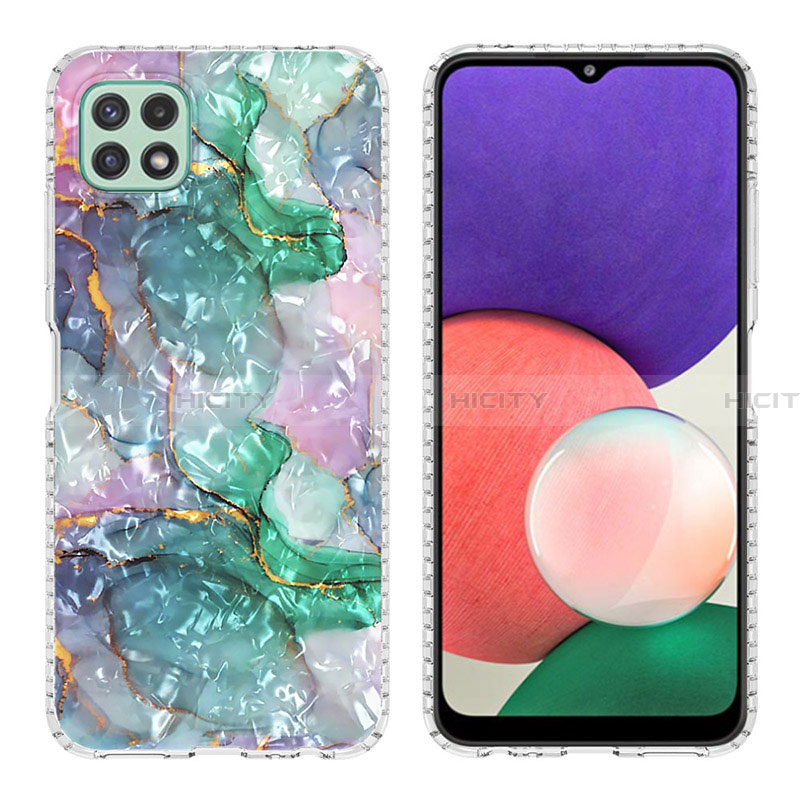 Custodia Silicone Gel Morbida Fantasia Modello Cover Y04B per Samsung Galaxy A22 5G Verde