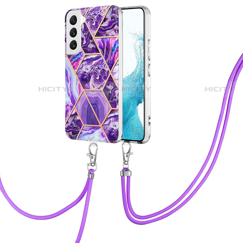 Custodia Silicone Gel Morbida Fantasia Modello Cover Y18B per Samsung Galaxy S21 Plus 5G Viola