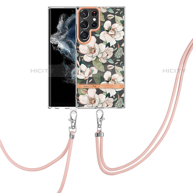 Custodia Silicone Gel Morbida Fantasia Modello Cover Y22B per Samsung Galaxy S21 Ultra 5G Bianco