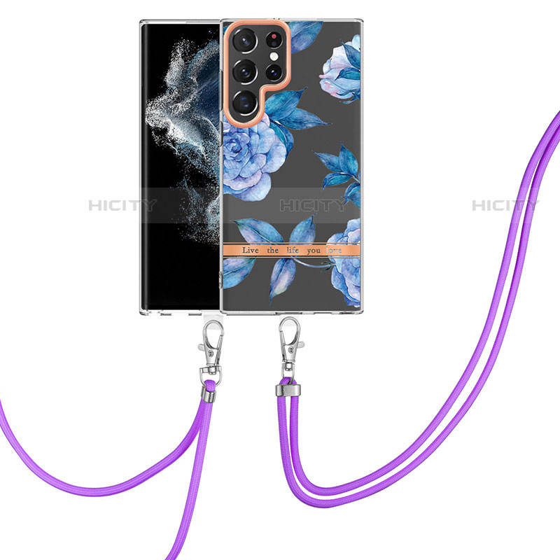 Custodia Silicone Gel Morbida Fantasia Modello Cover Y22B per Samsung Galaxy S21 Ultra 5G Blu