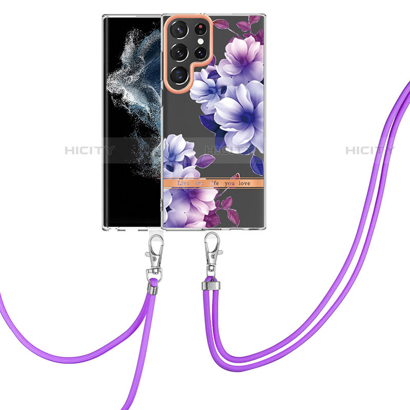 Custodia Silicone Gel Morbida Fantasia Modello Cover Y22B per Samsung Galaxy S21 Ultra 5G Viola