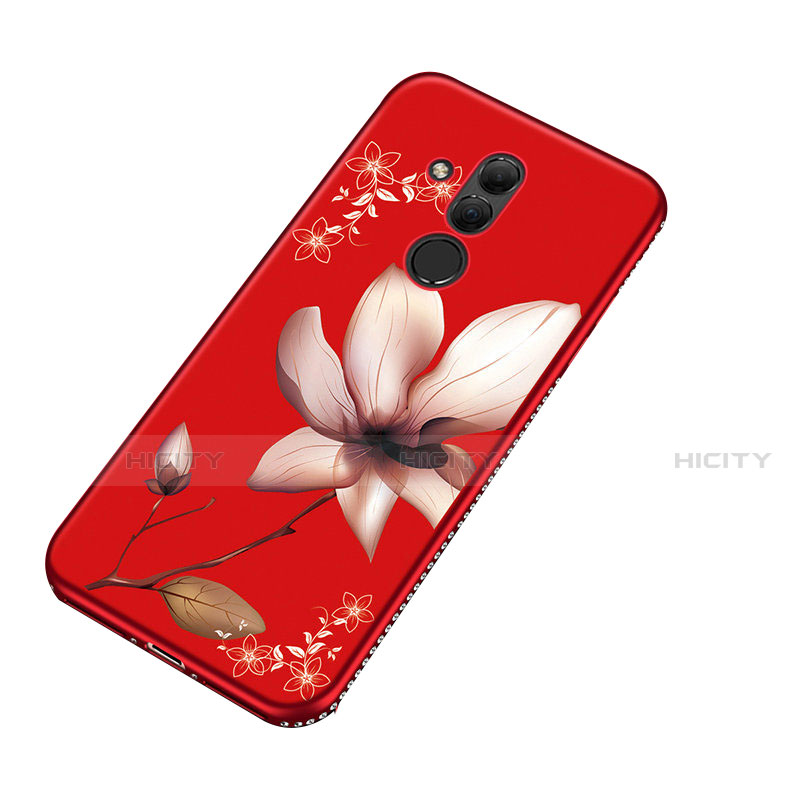 Custodia Silicone Gel Morbida Fiori Cover H01 per Huawei Mate 20 Lite Rosso