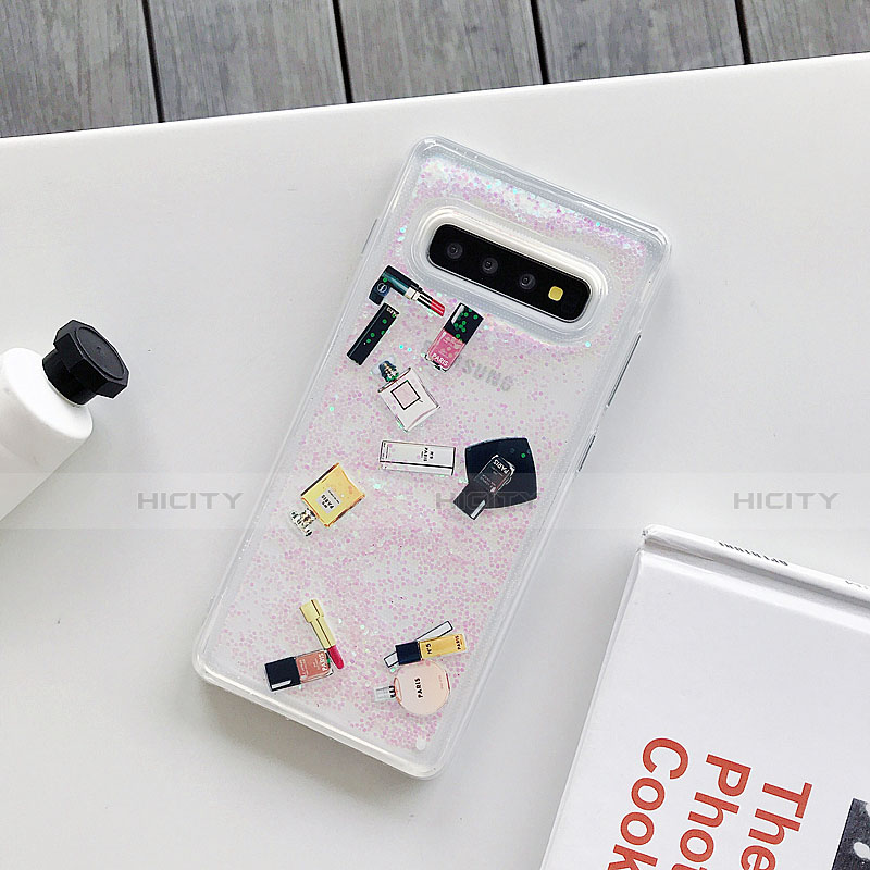 Custodia Silicone Gel Morbida Fiori Cover K01 per Samsung Galaxy S10 Plus Bianco