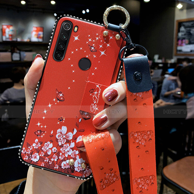 Custodia Silicone Gel Morbida Fiori Cover K02 per Xiaomi Redmi Note 8 Rosso