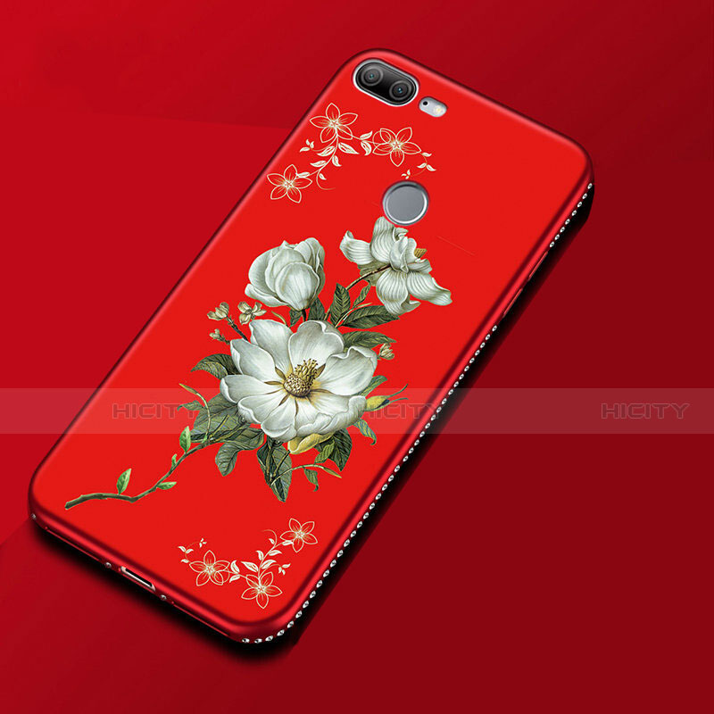 Custodia Silicone Gel Morbida Fiori Cover per Huawei Honor 9 Lite Rosso
