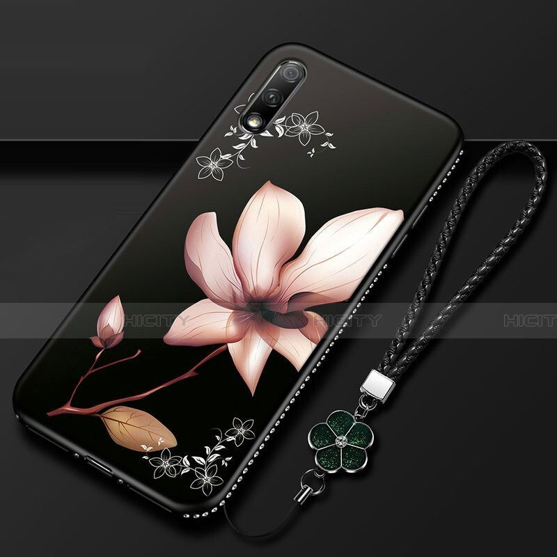 Custodia Silicone Gel Morbida Fiori Cover per Huawei Honor 9X Marrone