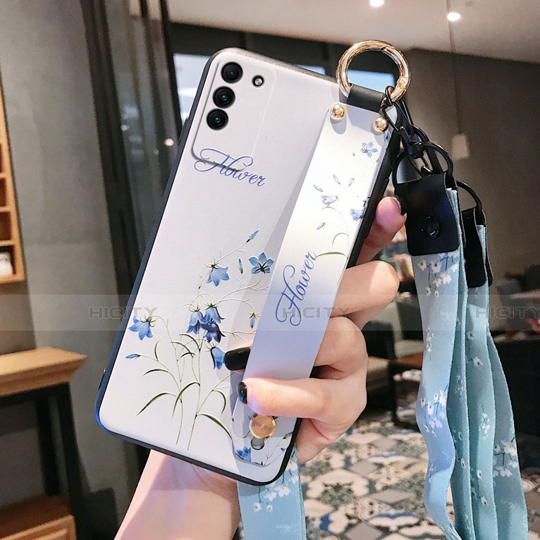 Custodia Silicone Gel Morbida Fiori Cover per Huawei Honor X10 5G Bianco