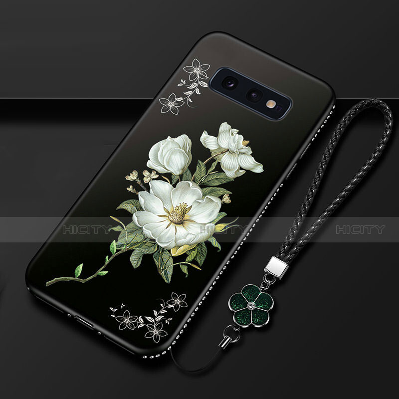 Custodia Silicone Gel Morbida Fiori Cover per Samsung Galaxy S10e Bianco