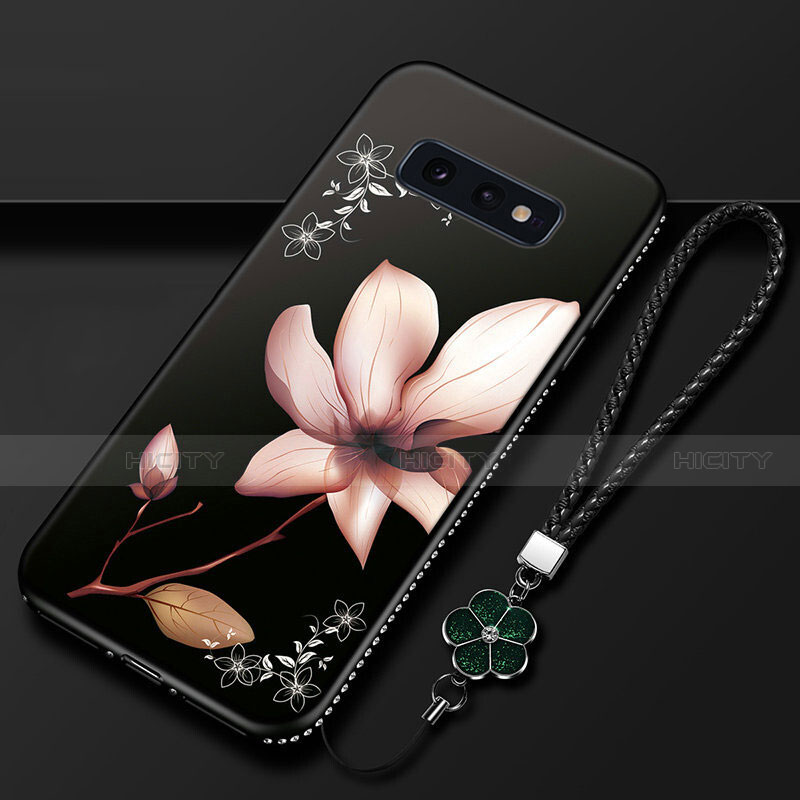 Custodia Silicone Gel Morbida Fiori Cover per Samsung Galaxy S10e Marrone