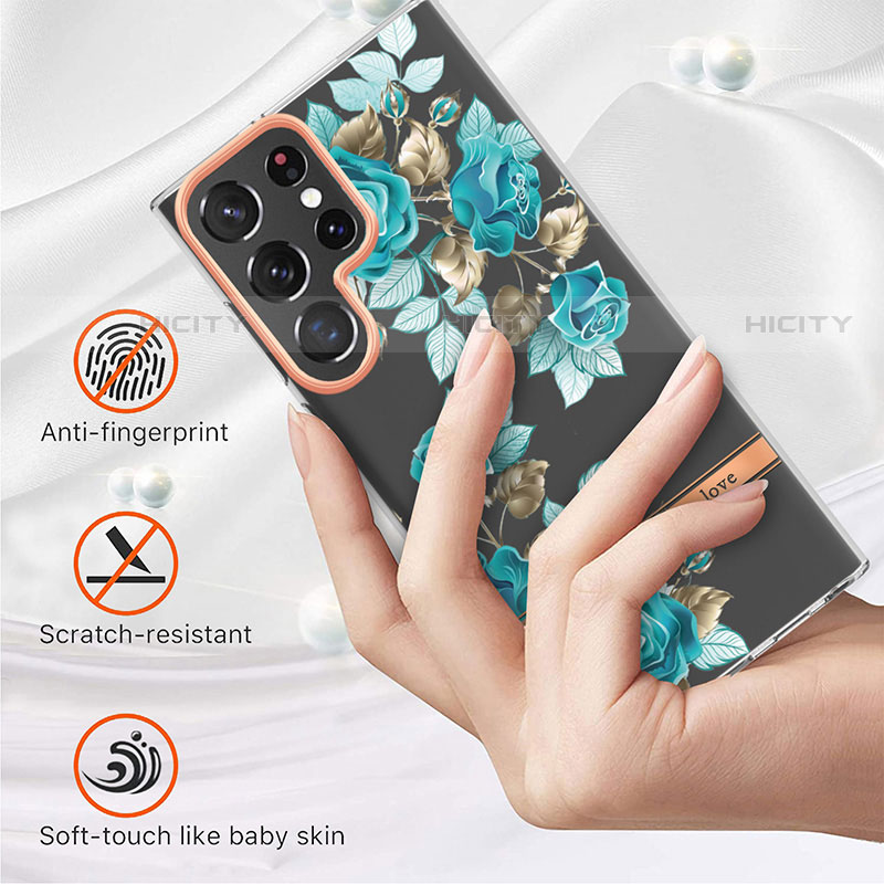 Custodia Silicone Gel Morbida Fiori Cover per Samsung Galaxy S22 Ultra 5G