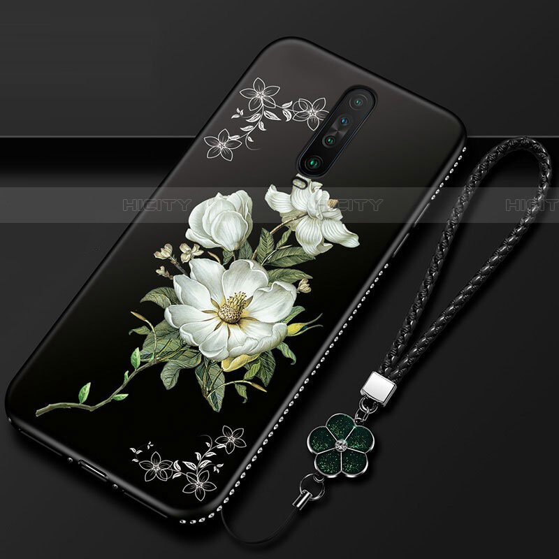 Custodia Silicone Gel Morbida Fiori Cover per Xiaomi Redmi K30 4G Bianco