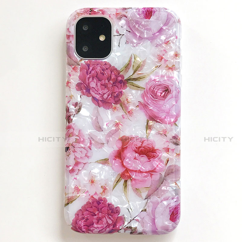 Custodia Silicone Gel Morbida Fiori Cover S01 per Apple iPhone 11 Rosa