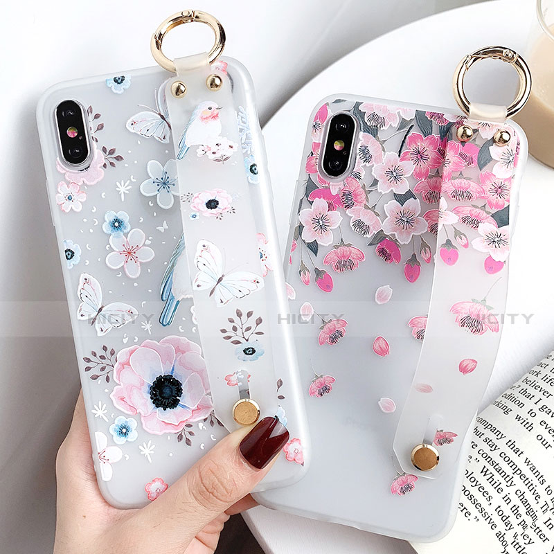 Custodia Silicone Gel Morbida Fiori Cover S01 per Apple iPhone Xs