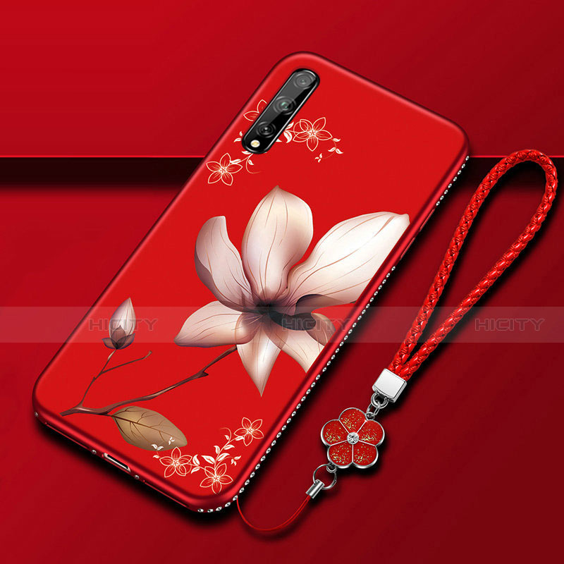 Custodia Silicone Gel Morbida Fiori Cover S01 per Huawei Enjoy 10S