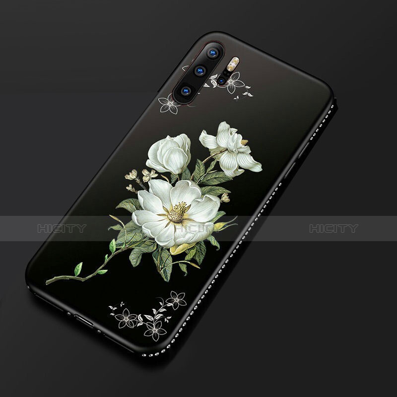 Custodia Silicone Gel Morbida Fiori Cover S01 per Huawei P30 Pro Bianco