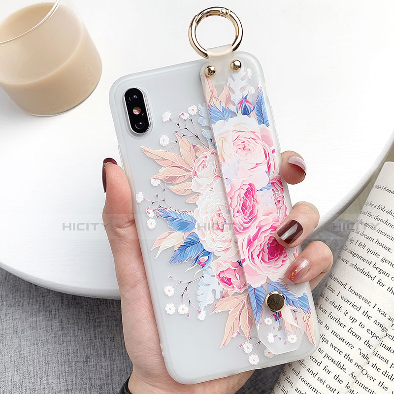 Custodia Silicone Gel Morbida Fiori Cover S02 per Apple iPhone X