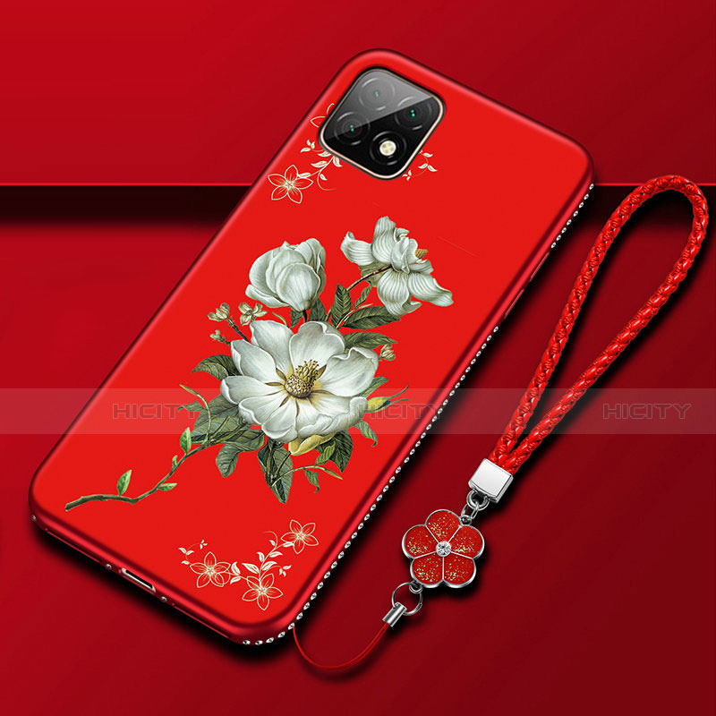 Custodia Silicone Gel Morbida Fiori Cover S02 per Huawei Enjoy 20 5G Rosso Rosa