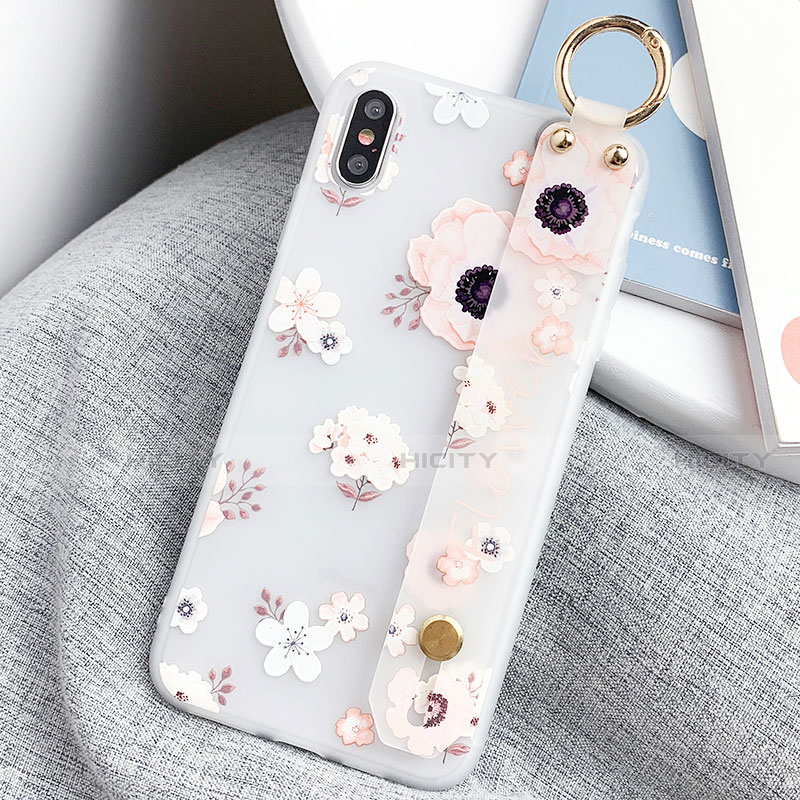 Custodia Silicone Gel Morbida Fiori Cover S03 per Apple iPhone X