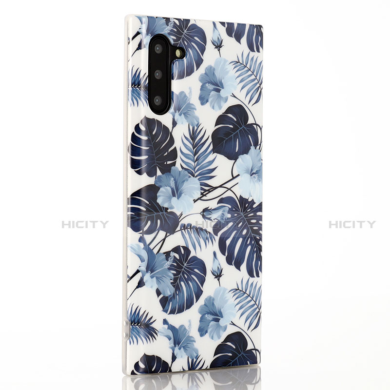 Custodia Silicone Gel Morbida Fiori Cover S03 per Samsung Galaxy Note 10 5G Blu