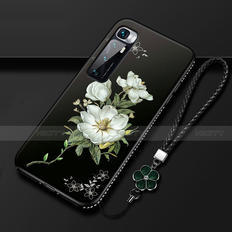 Custodia Silicone Gel Morbida Fiori Cover S03 per Xiaomi Mi 10 Ultra Bianco