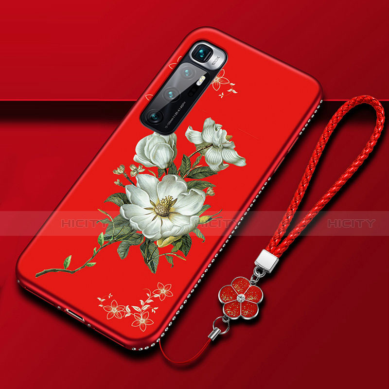 Custodia Silicone Gel Morbida Fiori Cover S03 per Xiaomi Mi 10 Ultra Rosso