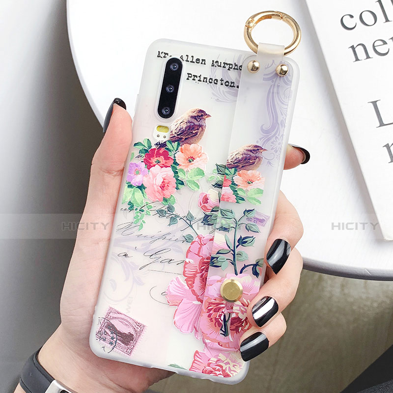 Custodia Silicone Gel Morbida Fiori Cover S05 per Huawei P30