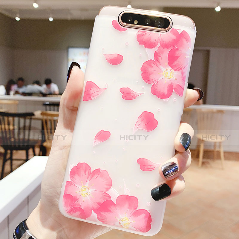 Custodia Silicone Gel Morbida Fiori Cover S05 per Samsung Galaxy A80