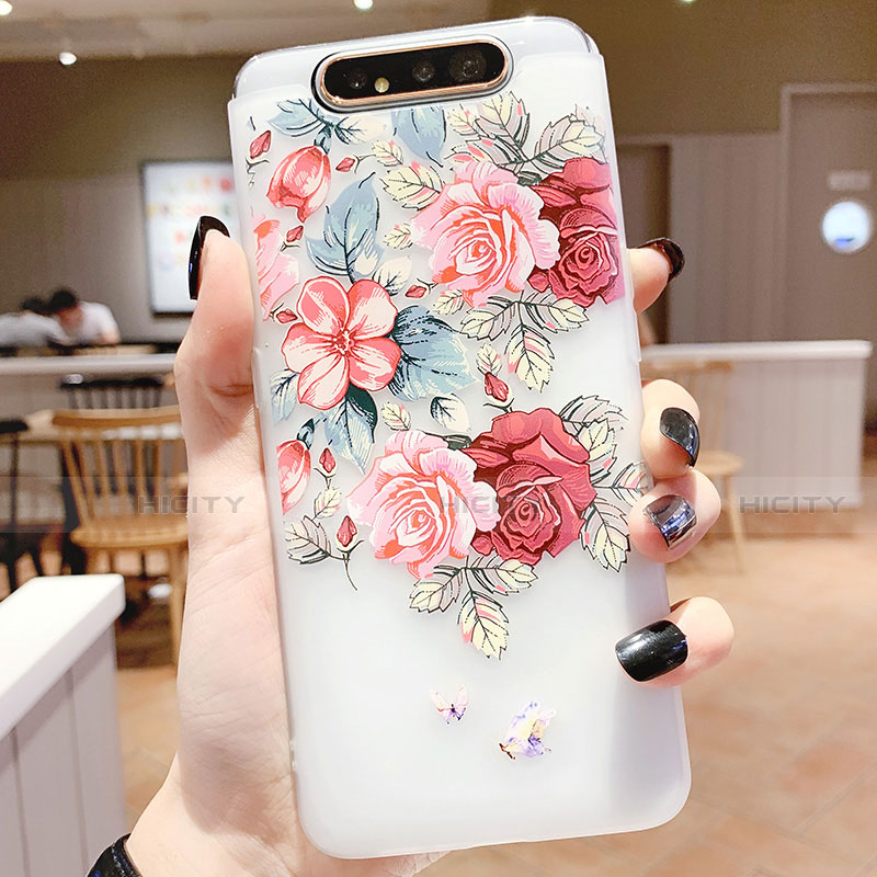 Custodia Silicone Gel Morbida Fiori Cover S05 per Samsung Galaxy A80