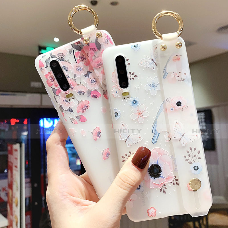 Custodia Silicone Gel Morbida Fiori Cover S10 per Huawei P30