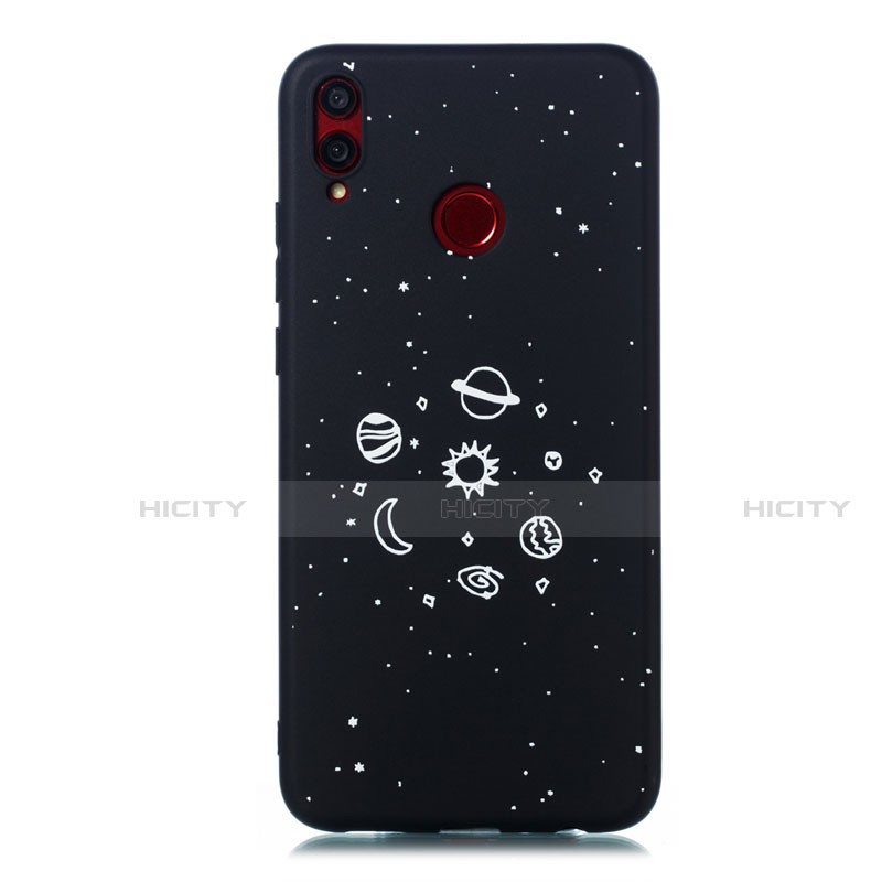 Custodia Silicone Gel Morbida Mistica Luna Stelle Cover per Huawei Honor V10 Lite Nero