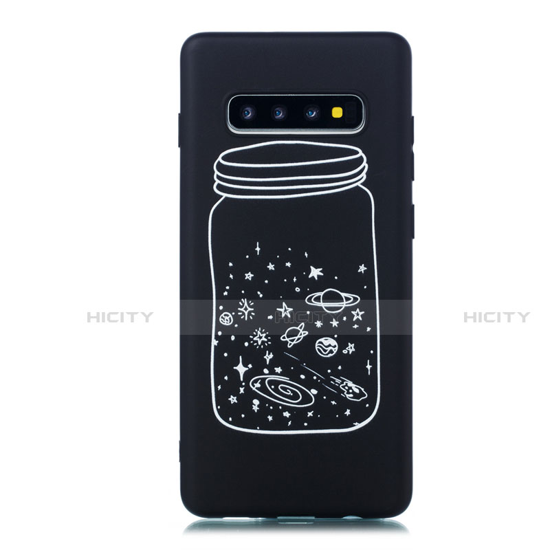 Custodia Silicone Gel Morbida Mistica Luna Stelle Cover per Samsung Galaxy S10 Bianco