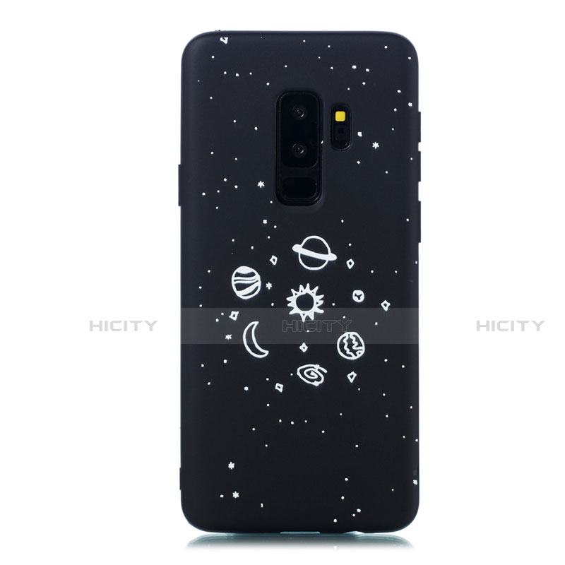 Custodia Silicone Gel Morbida Mistica Luna Stelle Cover per Samsung Galaxy S9 Plus Nero