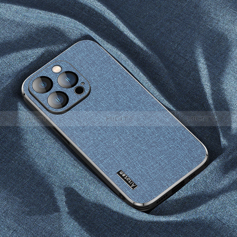 Custodia Silicone In stoffa Ultra Sottile Morbida Cover AT1 per Apple iPhone 13 Pro Blu