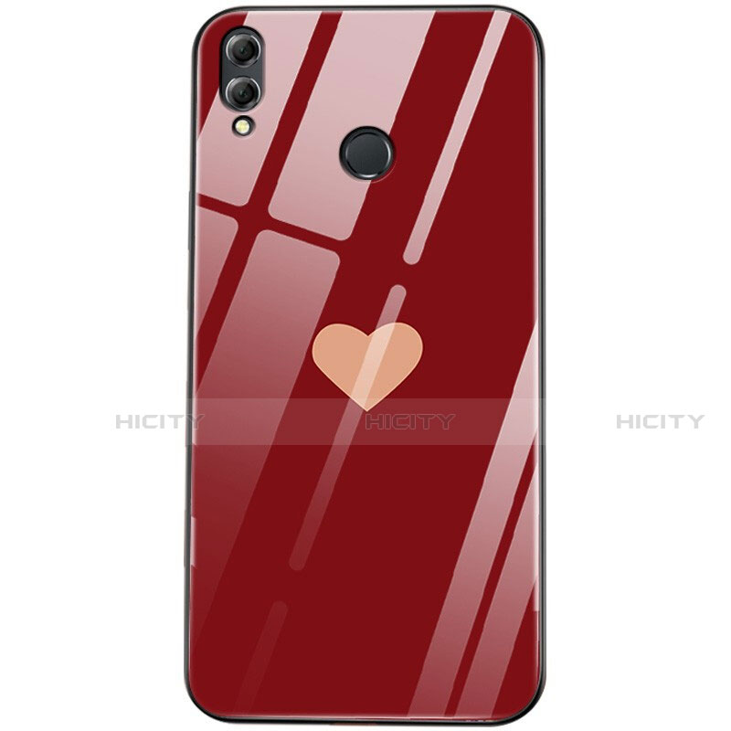 Custodia Silicone Laterale Amore Cuore Specchio Cover S04 per Huawei Honor V10 Lite Rosso