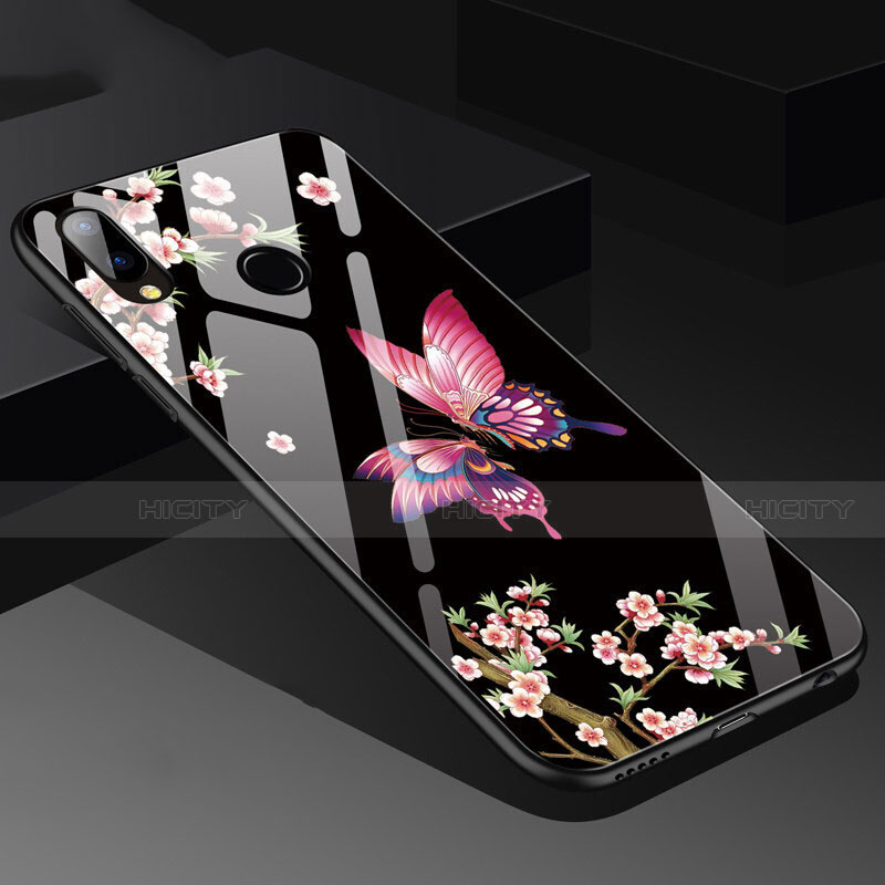 Custodia Silicone Laterale Farfalla Specchio Cover per Huawei P20 Lite Rosa