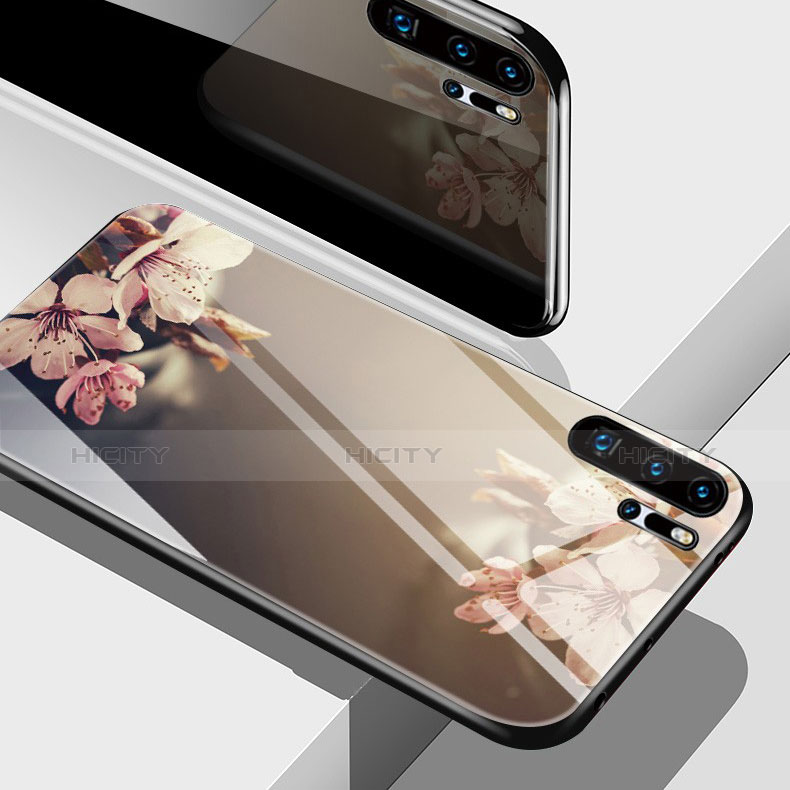 Custodia Silicone Laterale Fiori Specchio Cover per Huawei P30 Pro Oro