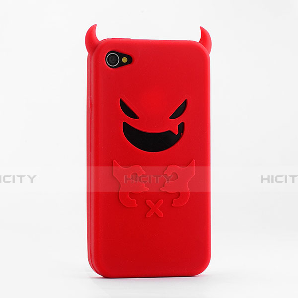 Custodia Silicone Morbida Diavolo per Apple iPhone 4 Rosso