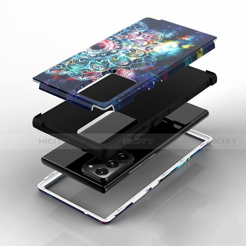 Custodia Silicone Morbida Fiori A01 per Samsung Galaxy Note 20 Ultra 5G Blu