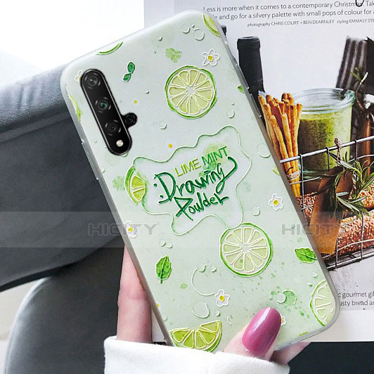 Custodia Silicone Morbida Frutta Cover per Huawei Honor 20 Verde