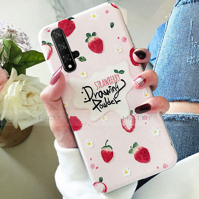 Custodia Silicone Morbida Frutta Cover per Huawei Nova 5T Rosa