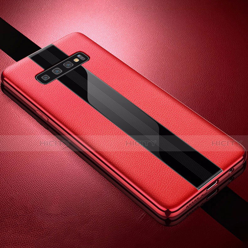 Custodia Silicone Morbida In Pelle Cover A01 per Samsung Galaxy S10 Plus Rosso