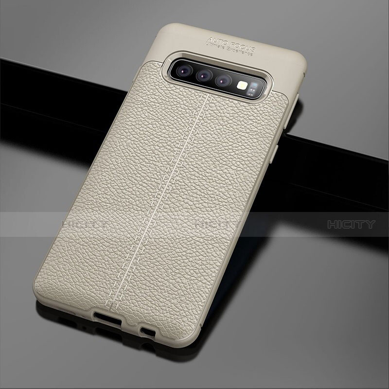 Custodia Silicone Morbida In Pelle Cover A02 per Samsung Galaxy S10 Grigio