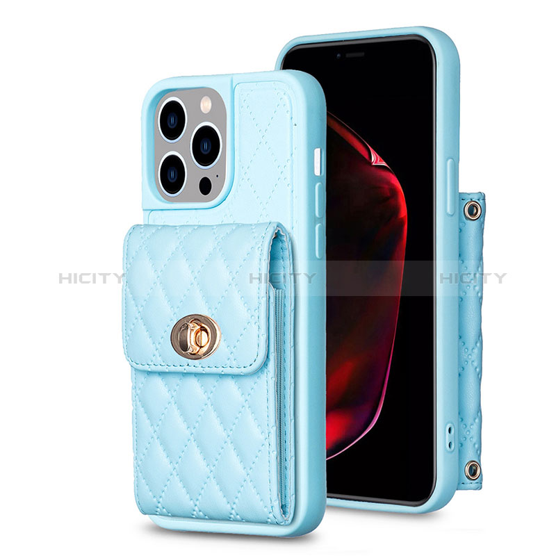 Custodia Silicone Morbida In Pelle Cover BF2 per Apple iPhone 13 Pro Blu