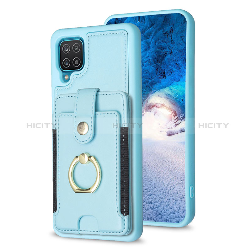 Custodia Silicone Morbida In Pelle Cover BF2 per Samsung Galaxy A12 Nacho Azzurro